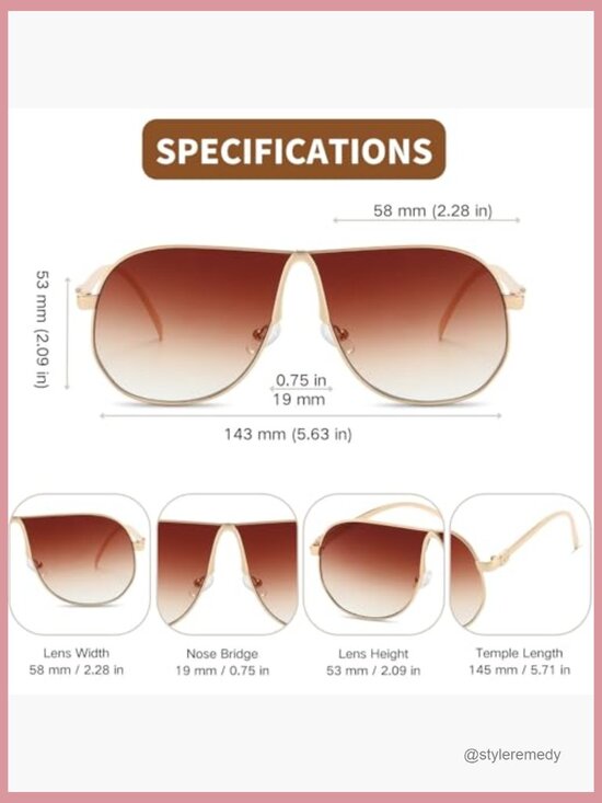 Retro 70s Oversized Aviator Sunglasses Metal Frame UV400 Protection main image 4